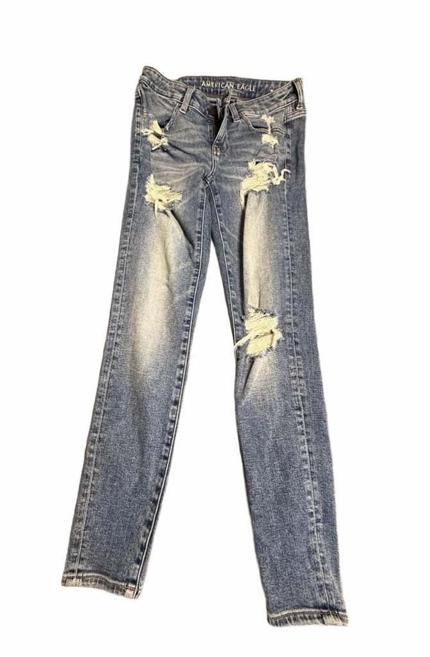 American Eagle Super Stretch Jegging Size 4 Regular Distressed Denim